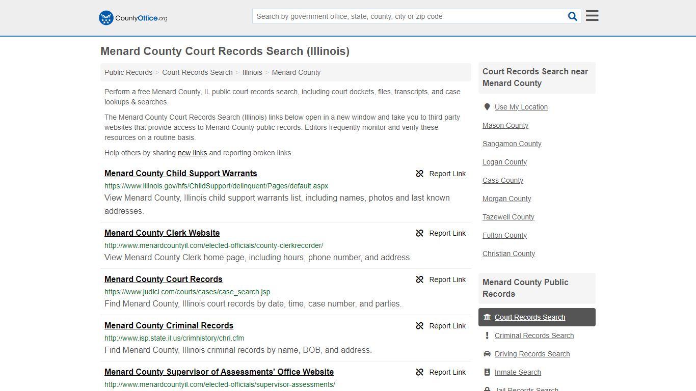 Menard County Court Records Search (Illinois) - County Office